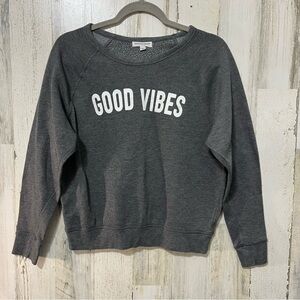 Grayson Threads Gray Crewneck Sweater Good Vibes
